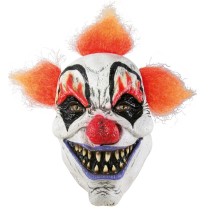 Masque clown maléfique blanc et orange – Déguisement Halloween adulte