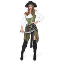 Déguisement pirate flibustière vert femme pas cher | Fiesta Factory