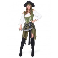 Déguisement pirate flibustière vert femme pas cher | Fiesta Factory