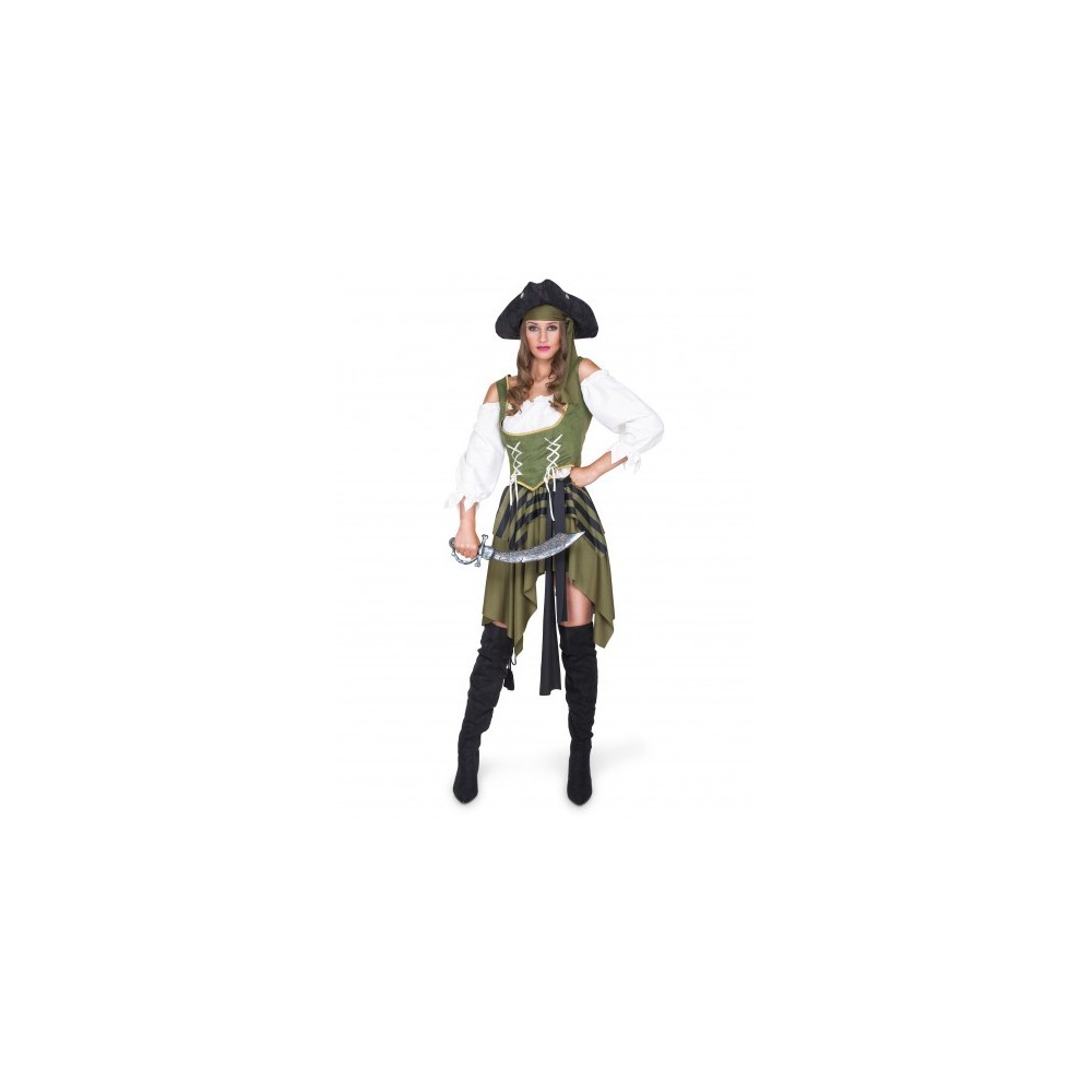 Déguisement pirate flibustière vert femme pas cher | Fiesta Factory