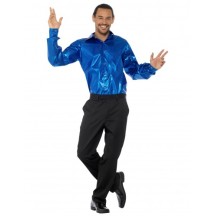 Chemise disco à sequins bleus homme -  - Costumes adulte
