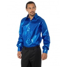 Chemise disco à sequins bleus homme -  - Costumes adulte
