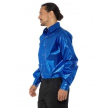 Chemise disco à sequins bleus homme -  - Costumes adulte