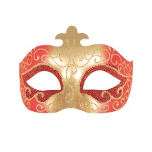 Loup vénitien rouge et or – masque élégant bal masqué