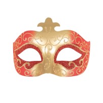 Loup vénitien rouge et or – masque élégant bal masqué