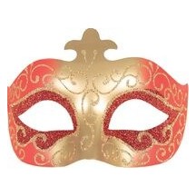 Loup vénitien rouge et or – masque élégant bal masqué