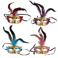 Loup avec plumes – masque bal masqué couleur aléatoire