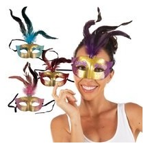 Loup avec plumes – masque bal masqué couleur aléatoire