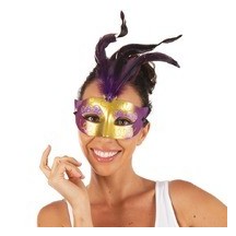 Loup avec plumes – masque bal masqué couleur aléatoire
