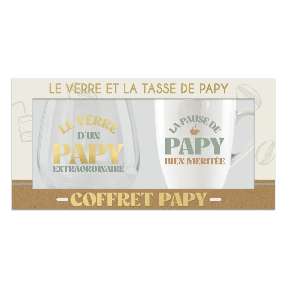 Coffret cadeau papy tasse et verre original | Fiesta Factory