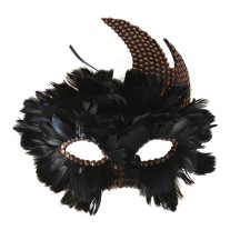 Loup à plumes noires – masque élégant bal masqué