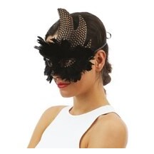 Loup à plumes noires – masque élégant bal masqué