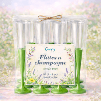 8 Flûtes à champagne 20 cl socle vert réutilisables - 142618 - Verres à Pied & Coupes