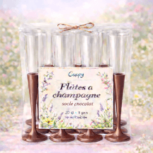 8 Flûtes à champagne 20 cl socle chocolat réutilisables - 142610 - Verres à Pied & Coupes