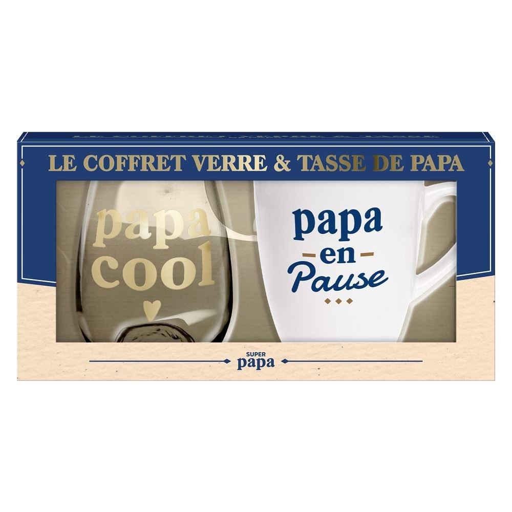 Coffret Papa tasse et verre cadeau original pas cher – Fiesta Factory