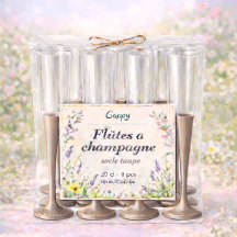 8 Flûtes à champagne 20 cl socle taupe réutilisables - 142614 - Verres à Pied & Coupes