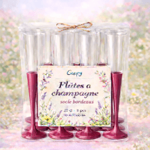 8 Flûtes à champagne 20 cl socle bordeaux réutilisables - 142621 - Verres à Pied & Coupes