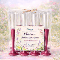 8 Flûtes à champagne 20 cl socle bordeaux réutilisables - 142621 - Verres à Pied & Coupes
