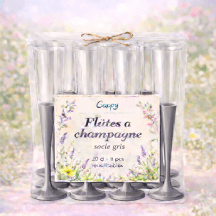 8 Flûtes à champagne 20 cl socle acier réutilisables - 142605 - Verres à Pied & Coupes