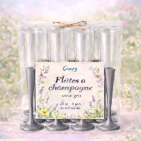 8 Flûtes à champagne 20 cl socle acier réutilisables - 142605 - Verres à Pied & Coupes