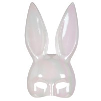 Demi-masque lapin iridescent blanc adulte – Masque original soirée