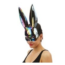 Demi-masque lapin iridescent noir adulte – Masque chic bal masqué