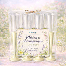 8 Flûtes à champagne 20 cl socle ivoire réutilisables - 142620 - Verres à Pied & Coupes
