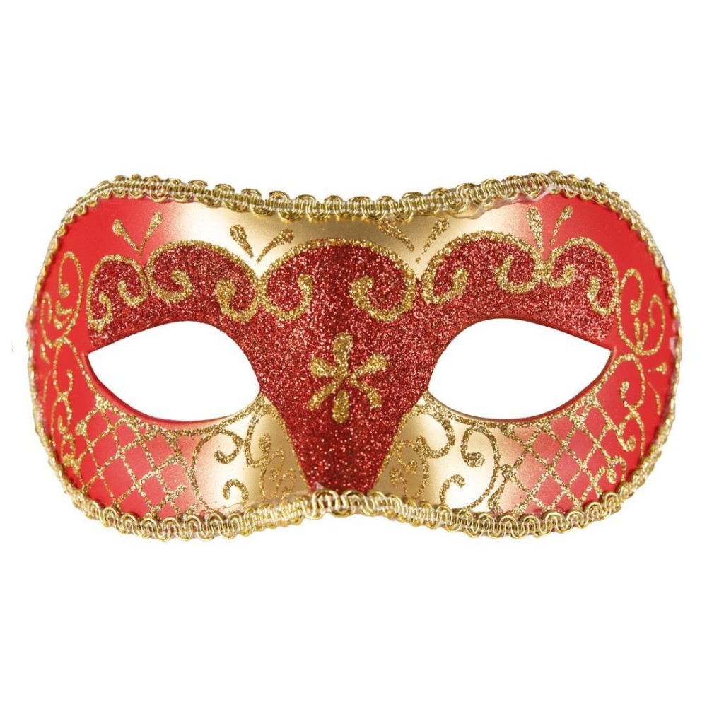 Loup vénitien rouge et or – Masque bal masqué chic et élégant