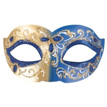 Loup vénitien or et bleu – Masque élégant bal masqué