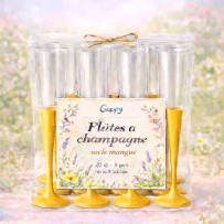 8 Flûtes à champagne 20 cl socle mangue réutilisables - 142619 - Verres à Pied & Coupes
