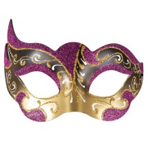 Loup vénitien rose et or – Masque élégant bal masqué