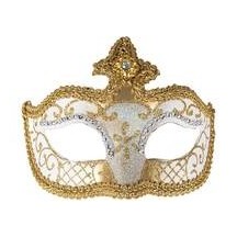 Loup vénitien argent et noir – Masque élégant bal masqué