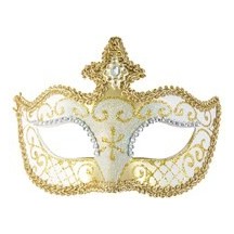 Loup vénitien argent et or – Masque chic bal masqué