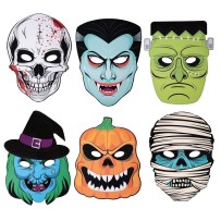Masques Halloween lot de 6 – Masques horreur soirée déguisée