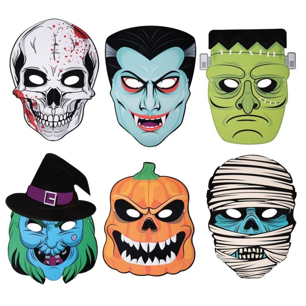 Masques Halloween lot de 6 – Masques horreur soirée déguisée