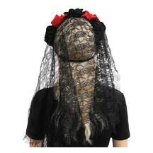 Masque Day of the Dead fleurs et voile – Masque Halloween élégant