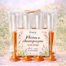 8 Flûtes à champagne 20 cl socle orange réutilisables - 142622 - Verres à Pied & Coupes