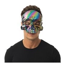 Masque tête de mort irisé noir adulte – Masque Halloween original