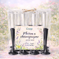 8 Flûtes à champagne 20 cl socle noir réutilisables - 142615 - Verres à Pied & Coupes