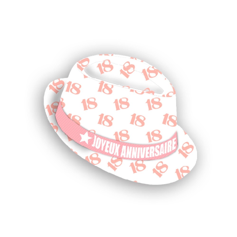 Chapeau anniversaire blanc 18 ans pas cher | Fiesta Factory à petit prix