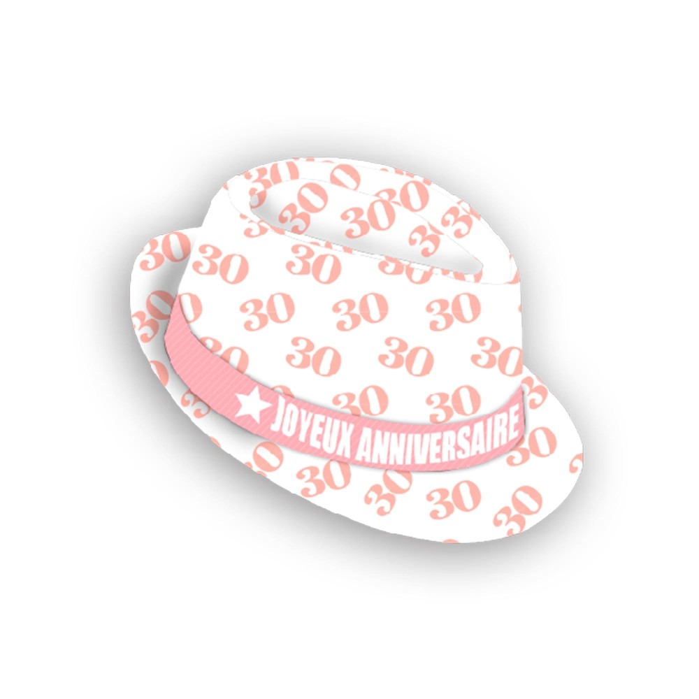 Chapeau anniversaire blanc trentaine pas cher | Fiesta Factory à petit prix