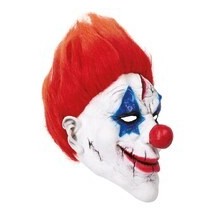 Masque clown intégral adulte rouge bleu – Déguisement Halloween effrayant