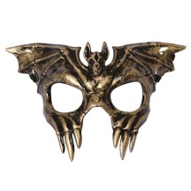 Loup chauve-souris noir et or – Masque élégant Halloween et soirée