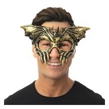 Loup chauve-souris noir et or – Masque élégant Halloween et soirée