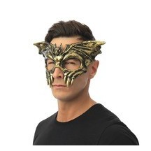 Loup chauve-souris noir et or – Masque élégant Halloween et soirée