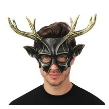 Masque renne noir et or adulte – Accessoire chic Noël et soirée