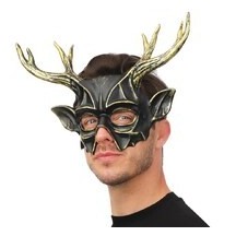 Masque renne noir et or adulte – Accessoire chic Noël et soirée