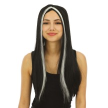 Perruque longue sorcière noir et blanc - 11501 - Perruques