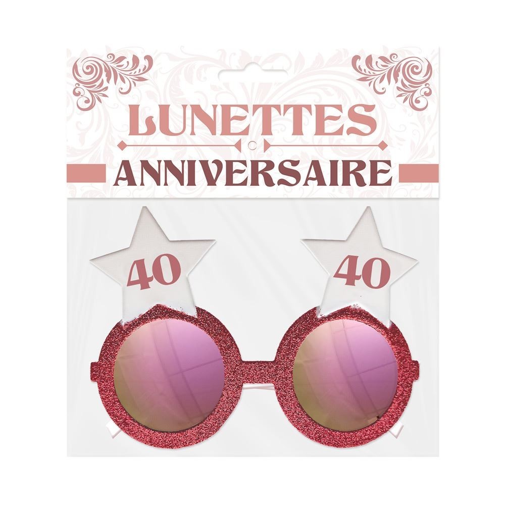 Lunettes étoile rose 40 ans pas cher | Fiesta Factory