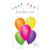 10 Ballons latex fluo 26 cm - 36429 - Ballons latex